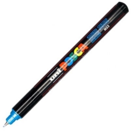 Marker UNI PC-1MR 0. 7 mm varf metalic fin albastru metalizat Posca