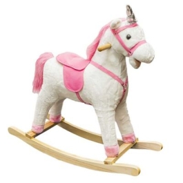 Balansoar Unicorn lemn  plus roz 78x28x68 cm