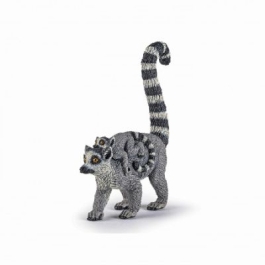Figurina lemur cu pui Papo