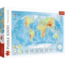 Puzzle 1000 Harta fizica a lumii Trefl