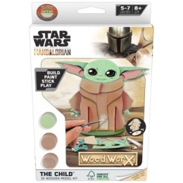 Macheta de asamblat Star Wars The Child cu 20 piese din lemn  vopsea pensula si adeziv inclus