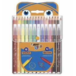 Set creativ coloriaj Bic. 18 creioane colorate si 12 markere CT8112