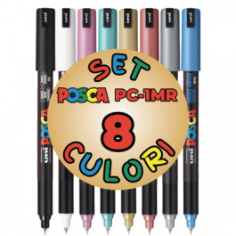 Marker UNI PC-1MR varf fin metalic 0. 7mm set 8 culori metalizate Posca