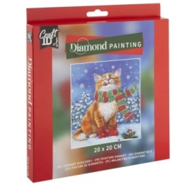 Set creativ diamond painting cu tematica de Craciun Pisicuta fericita