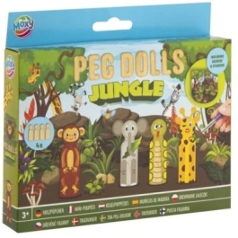 Set creativ DIY Figurine din lemn Peg Dolls Jungla