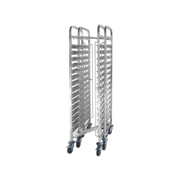 Carucior pentru debarasare tavi, cu roti, capacitate 15 tavi x GN 1/1 (530x325 mm), Hendi, compact, din inox, 36x55x(H)170 cm