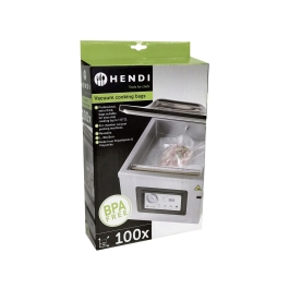 Set 100 pungi vacuum netede pentru gatit 300x400 mm, Hendi, ideale pentru gatit in sistem Sous-vide, 2 straturi, 75 microni, filtru UV