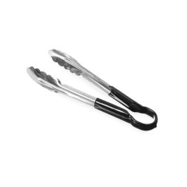 Cleste servire aperitive, salata, inox cu maner PVC negru, lungime 25 cm, Hendi