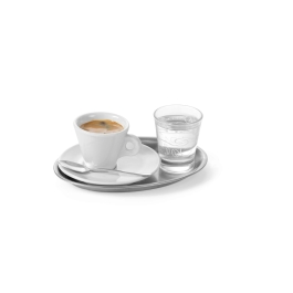 Tava servire cafea si aperitive, din inox, ovala, 28.5 x 22 cm, Hendi