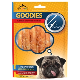 4DOG Goodies Recompense Rawhide Sticks with Chicken 100g