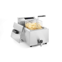 Friteuza electrica profesionala, 8 litri, cu robinet, 3500 W, termostat 0-190 gr C, inox18/10, cos inclus, Hendi Master Cook, 300x515x(h)345 mm