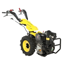 ProGARDEN Campo U12E motocultor multifunctional 12CP, diesel, pornire electrica, 3+2 viteze, reductor + FT90 freza tractata 900mm + BC12M bara cosire mobila 120cm