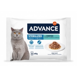 Hrana umeda Pisici Sterilizate, cu Cod, 4x85 g, Advance Wet Multipack