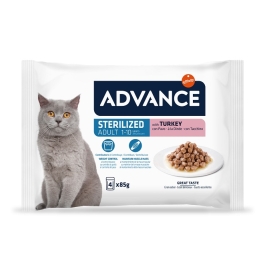 Hrana umeda Pisici Sterilizate, cu Curcan, 4x85 g, Advance Wet Multipack