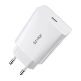 Incarcator retea Baseus Speed Mini Fast Charger, 20W, USB-C, 3A Alb