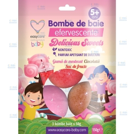 BOMBE DE BAIE EFERVESCENTE PENTRU COPII DELICIOS SWEETS 3BUC/SET EASY203