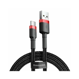 Cablu Baseus Cafule, USB la USB-C, Quick Charge, 3A, 1m Rosu + Negru