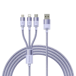 Cablu de date Baseus StarSpeed 3-in-1, Fast Charging, USB-C, Lightning, Micro USB, 3.5A, 1.2 metri Albastru deschis
