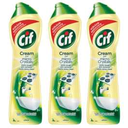 Pachet Cif Crema Suprafete Bucatarie Trio Lemon, 3 x 500ml