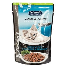Hrana umeda pentru pisici, Somon si pastrav intr-un aspic delicat, 100 g, Dr. Clauder’s
