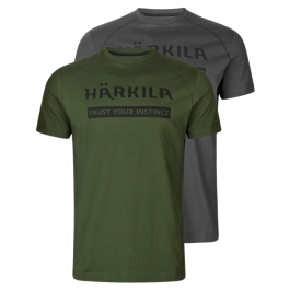 Tricou Vanatoare Logo T-Shirt 2-Pack Duffel green/Phantom Harkila 