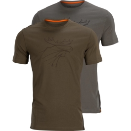 Tricou De Vanatoare Graphic T-Shirt 2-Pack Willow green/Grey Harkila 