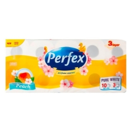 Hartie igienica Piersica, 100% celuloza, 10 role, 3 straturi, Perfex