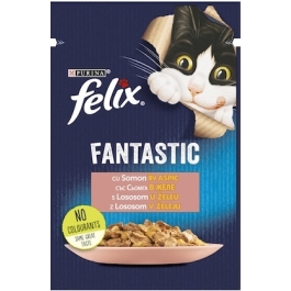 Hrana umeda pentru pisici Somon in Aspic plic 85 g Purina Felix Fantastic