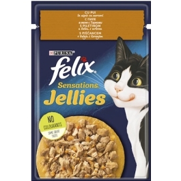 Hrana umeda pentru pisici, Pui in Aspic cu morcovi , plic 85 g, Purina Felix Sensations