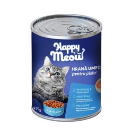 Hrana umeda pentru pisici, gust de peste, 415g Happy Meow