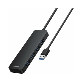 Hub Baseus UltraJoy 4-in-1 Lite, USB-A la 4xUSB-A 3.0, 5Gbps, Negru cu cablu de 15cm