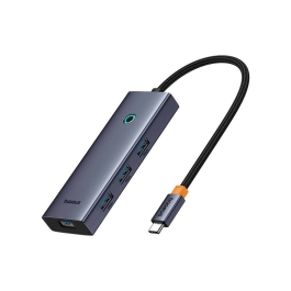 Hub Baseus UltraJoy 5-in-1, USB-C la HDMI4K@30Hz, 3xUSB 3.0, 1xPD, 100W, Gri