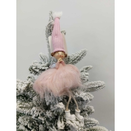 Ingeras textil cu picioare, roz Xmas 28 cm 