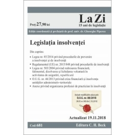 Legislatia insolventei. Cod 681. Actualizat la 19. 11. 2018