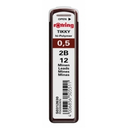 Mine creion mecanic, Rotring, 0. 5 mm, 2B, lungime 60 mm, 12 buc/cutie (RO505506)