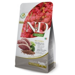 Hrana uscata Pisici Adult Sterilizate, cu Rata si broccoli, 1.5 kg, N&D Quinoa Cat
