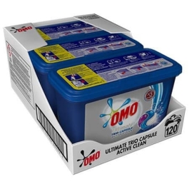 Omo Detergent capsule pentru haine/rufe, Ultimate Active Clean Trio Caps, 120 spalari