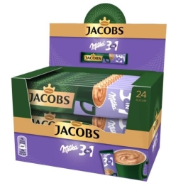 Cafea instant, Jacobs Milka 3 in 1, 24 plicuri