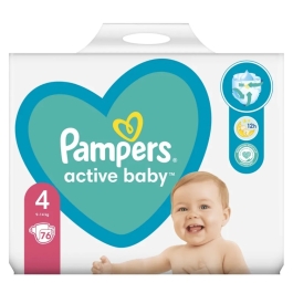 Scutece marimea 4, 9-14 kg, 76 buc - Pampers Active Baby