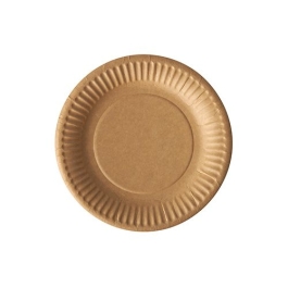 Set 100 farfurii, diametru 150mm, culoare maro, unica folosinta, din fibra de carton