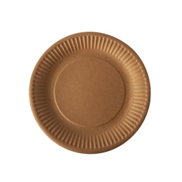 Set 100 farfurii, diametru 190mm, culoare maro, unica folosinta, din fibra de carton