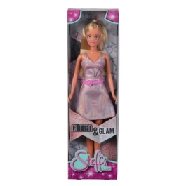 Papusa Steffi glitter glam cu rochie roz, Steffi Love