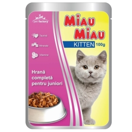 Miau Miau Kitten Mancare umeda pisici, 100 g