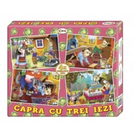 Puzzle Capra cu trei iezi. 4 imagini