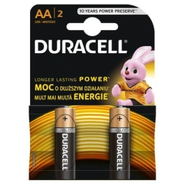 Baterii alcaline AA, R6, Duracell Basic, 1,5 V, blister 2 baterii