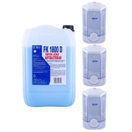 Pachet Aba Biocid Dezinfectant Sapun Lichid Antibacterian FK1800D, 10L + Hygienium Dispenser/Dozator manual pentru sapun, 1L x3buc