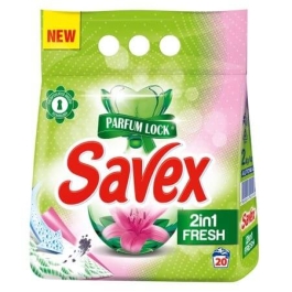 Savex Detergent Automat Powerzyme 2 in 1 Fresh pentru haine/rufe, 20 spalari, 2 Kg