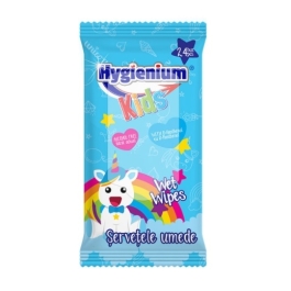 Hygienium Kids Servetele umede maini fara alcool Unicorn Blue, 24 buc