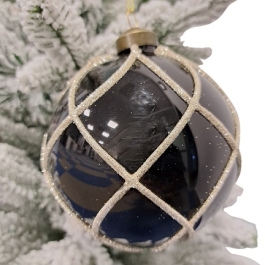 Set 6 globuri sticla albastru inchis-negru, 10 cm, Xmas, Prosper