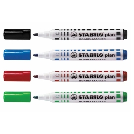 Marker pentru tabla Stabilo Plan 64, varf rotund, 2.5-3.5mm, 4 bucati/set